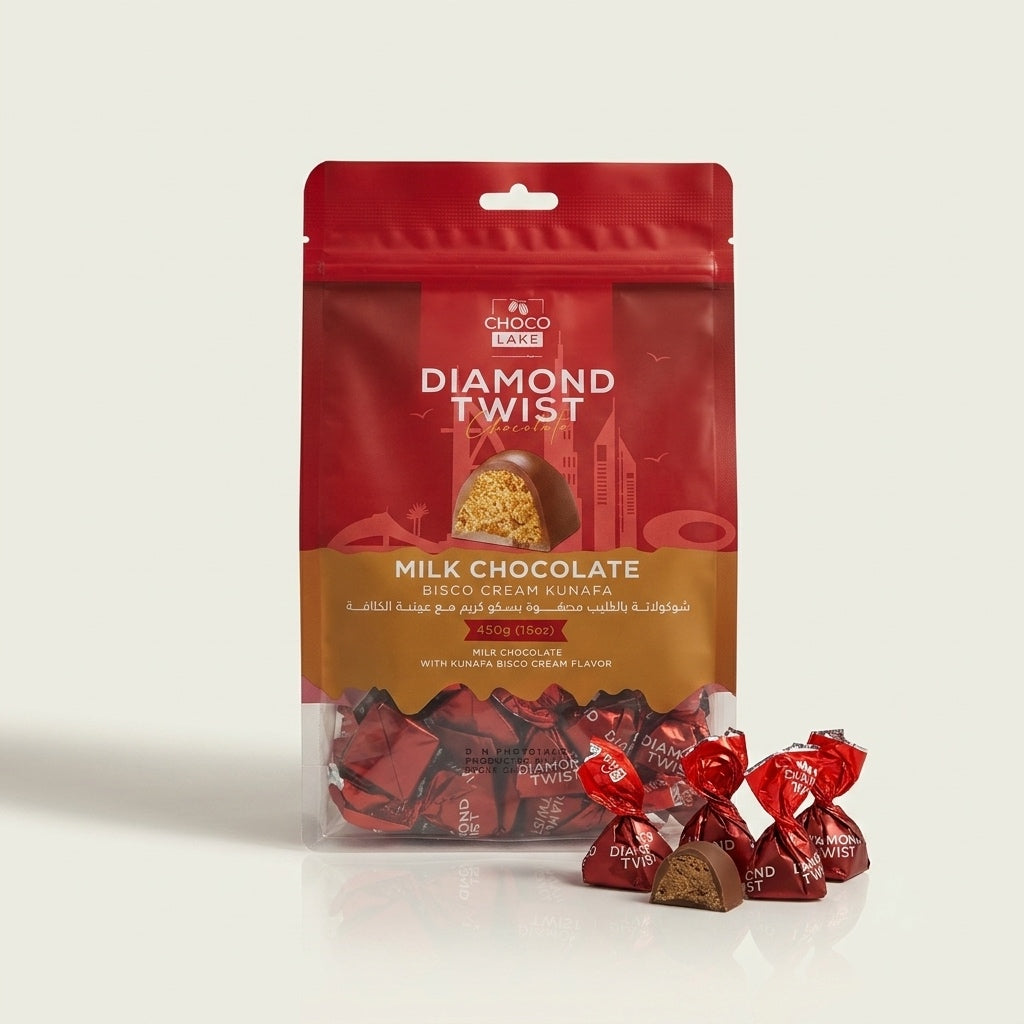 ChocoLake Diamond Milk Chocolate Bisco Cream Kunafa (450g)